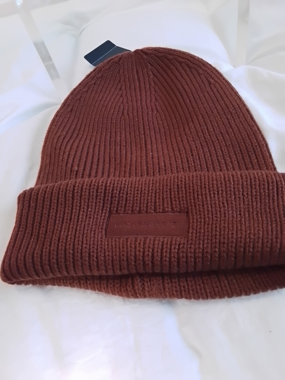 Lucky Brand Brick Red Ribbed Cuff Beanie